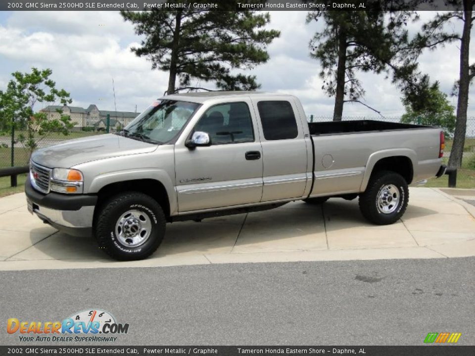 2002 GMC Sierra 2500HD SLE Extended Cab Pewter Metallic / Graphite Photo #10