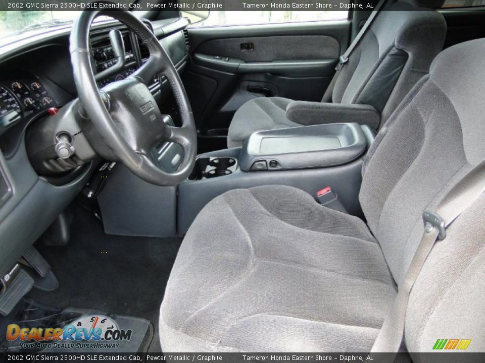 Graphite Interior - 2002 GMC Sierra 2500HD SLE Extended Cab Photo #12