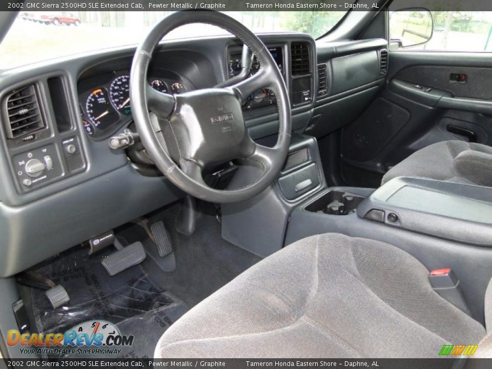 Graphite Interior - 2002 GMC Sierra 2500HD SLE Extended Cab Photo #13