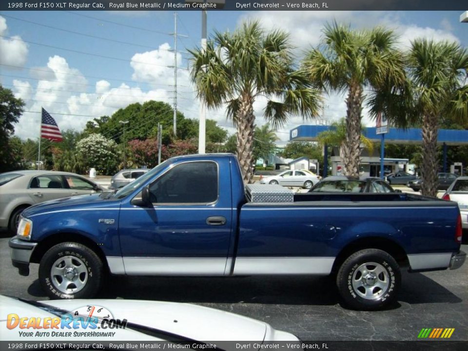 1998 Ford F150 XLT Regular Cab Royal Blue Metallic / Medium Graphite Photo #3