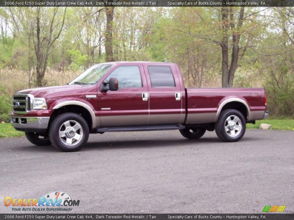 2006 Ford F250 Super Duty Lariat Crew Cab 4x4 Dark Toreador Red Metallic / Tan Photo #3