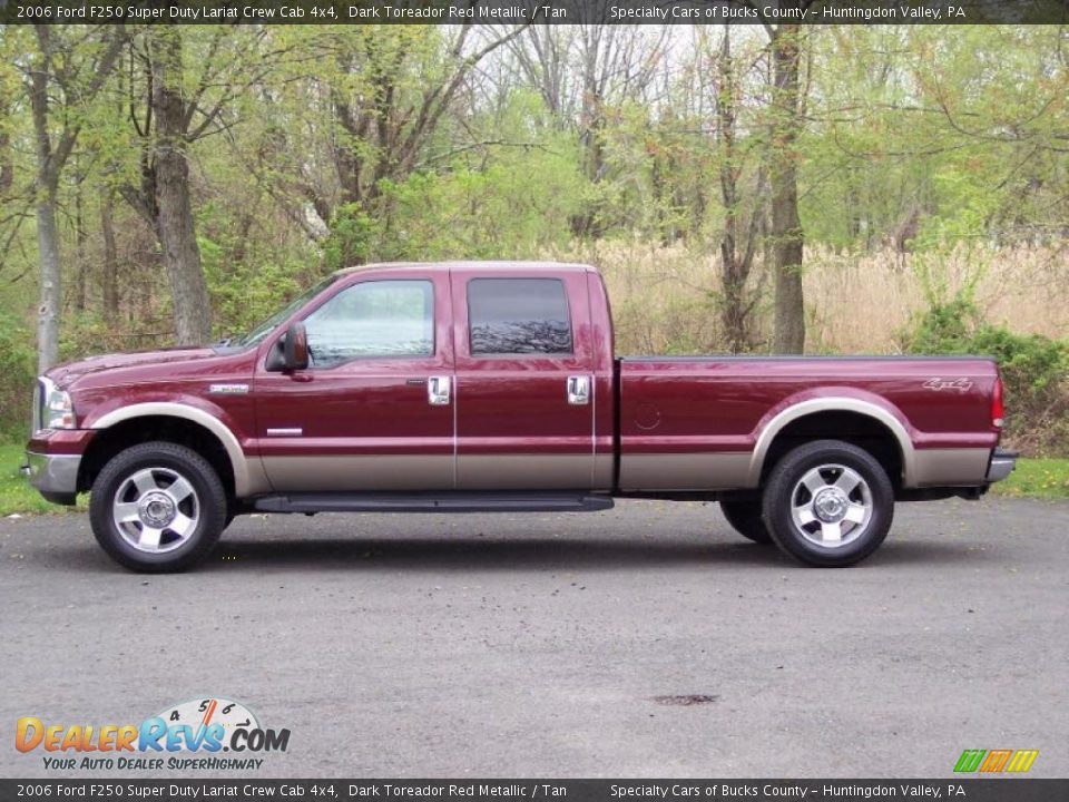 2006 Ford F250 Super Duty Lariat Crew Cab 4x4 Dark Toreador Red Metallic / Tan Photo #4
