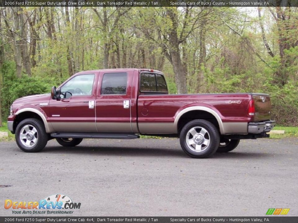 2006 Ford F250 Super Duty Lariat Crew Cab 4x4 Dark Toreador Red Metallic / Tan Photo #5