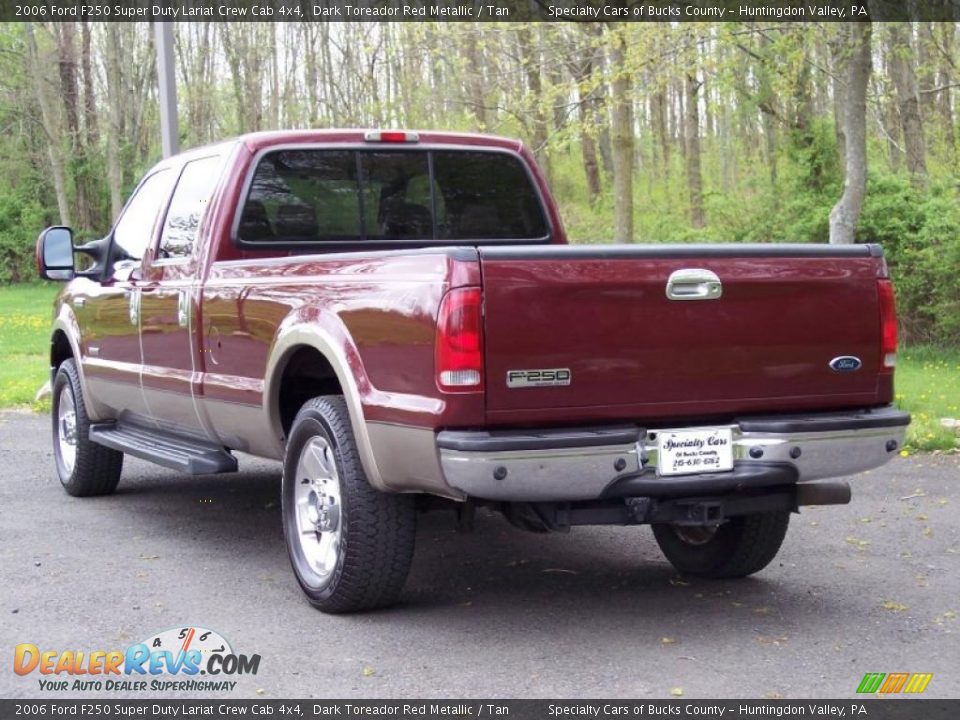 2006 Ford F250 Super Duty Lariat Crew Cab 4x4 Dark Toreador Red Metallic / Tan Photo #7