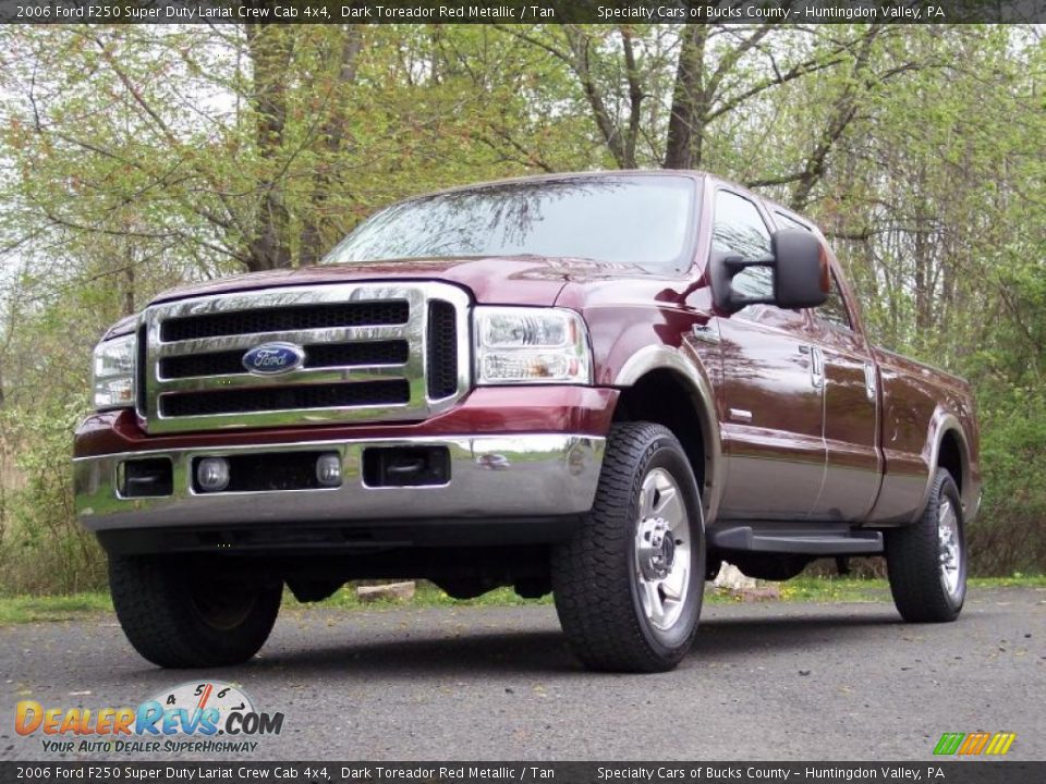 2006 Ford F250 Super Duty Lariat Crew Cab 4x4 Dark Toreador Red Metallic / Tan Photo #9