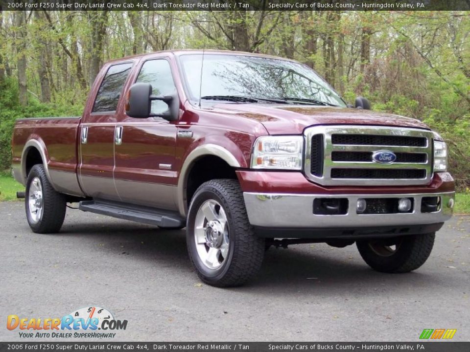 2006 Ford F250 Super Duty Lariat Crew Cab 4x4 Dark Toreador Red Metallic / Tan Photo #10