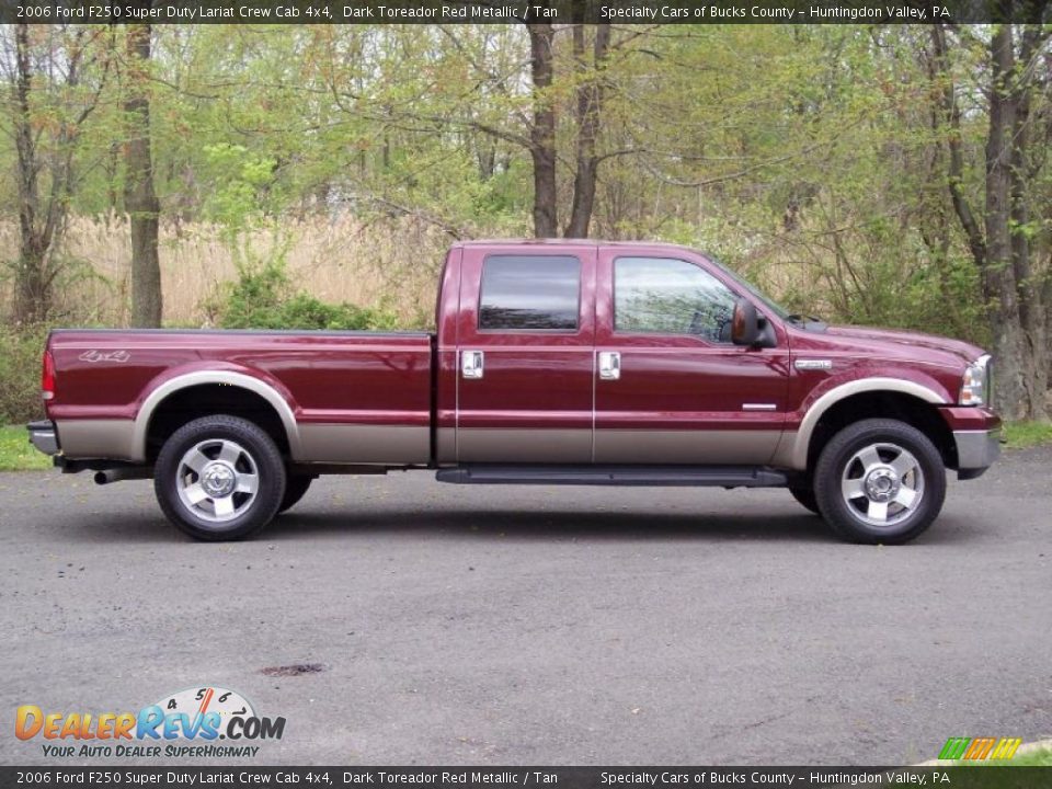 2006 Ford F250 Super Duty Lariat Crew Cab 4x4 Dark Toreador Red Metallic / Tan Photo #13