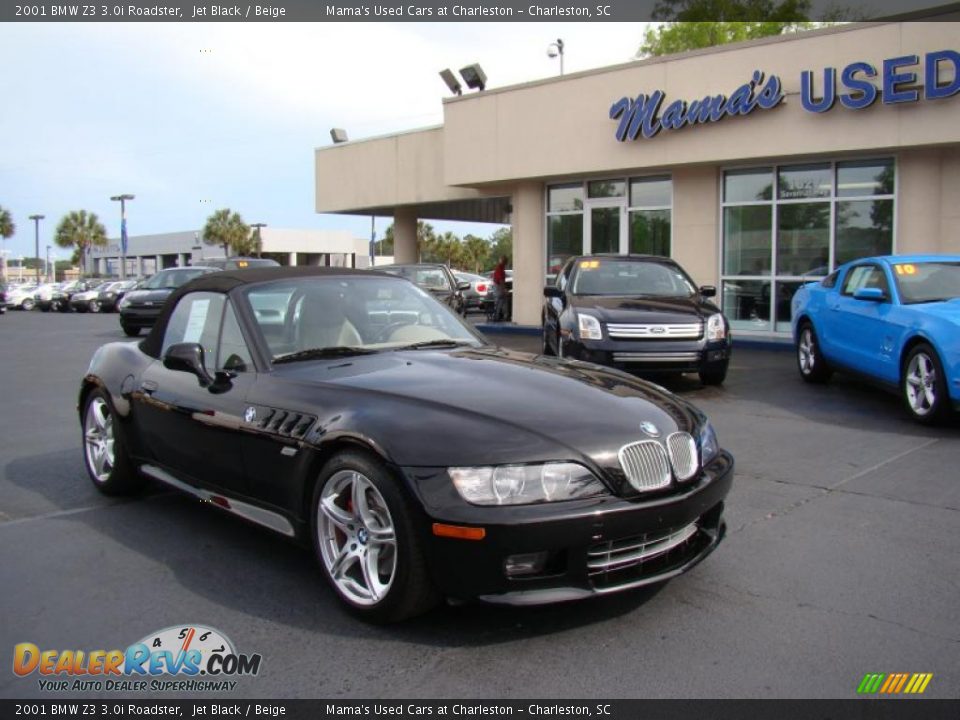 2001 BMW Z3 3.0i Roadster Jet Black / Beige Photo #2