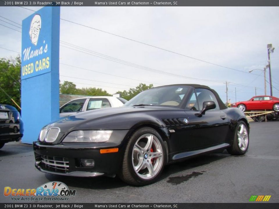 2001 BMW Z3 3.0i Roadster Jet Black / Beige Photo #4