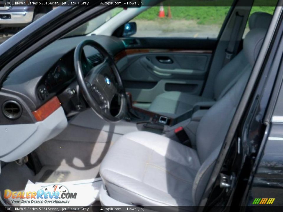 2001 BMW 5 Series 525i Sedan Jet Black / Grey Photo #9