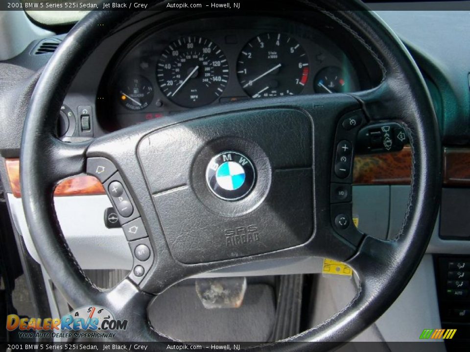 2001 BMW 5 Series 525i Sedan Jet Black / Grey Photo #11