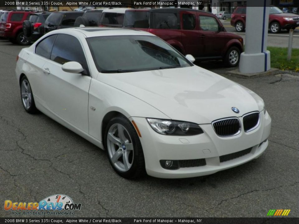 2008 BMW 3 Series 335i Coupe Alpine White / Coral Red/Black Photo #2