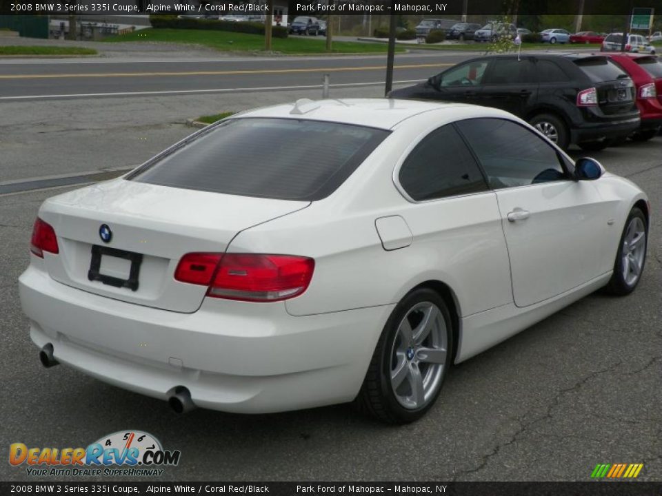 2008 BMW 3 Series 335i Coupe Alpine White / Coral Red/Black Photo #3