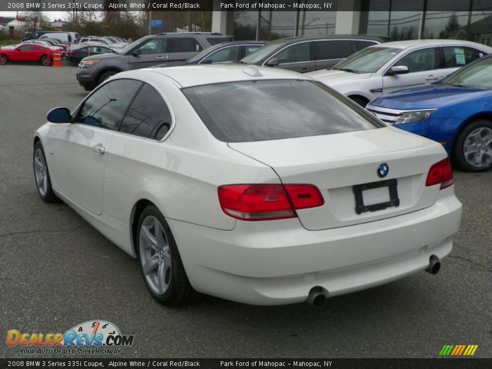 2008 BMW 3 Series 335i Coupe Alpine White / Coral Red/Black Photo #4