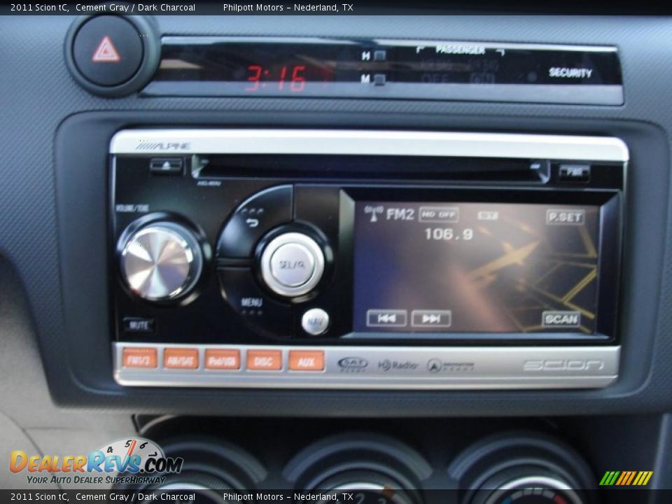 2011 Scion tC Cement Gray / Dark Charcoal Photo #28