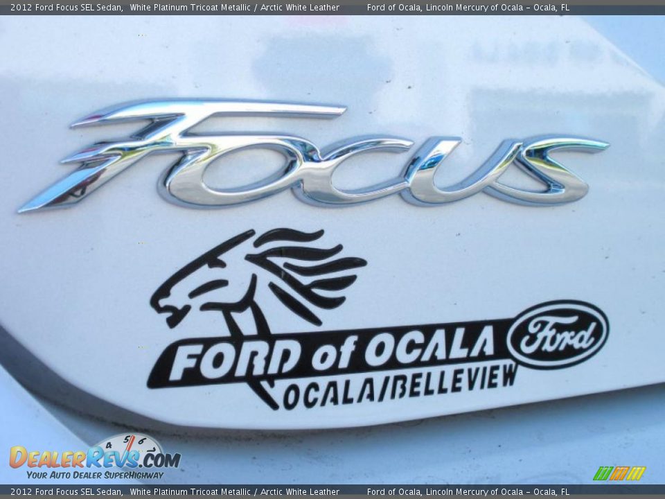 2012 Ford Focus SEL Sedan White Platinum Tricoat Metallic / Arctic White Leather Photo #4