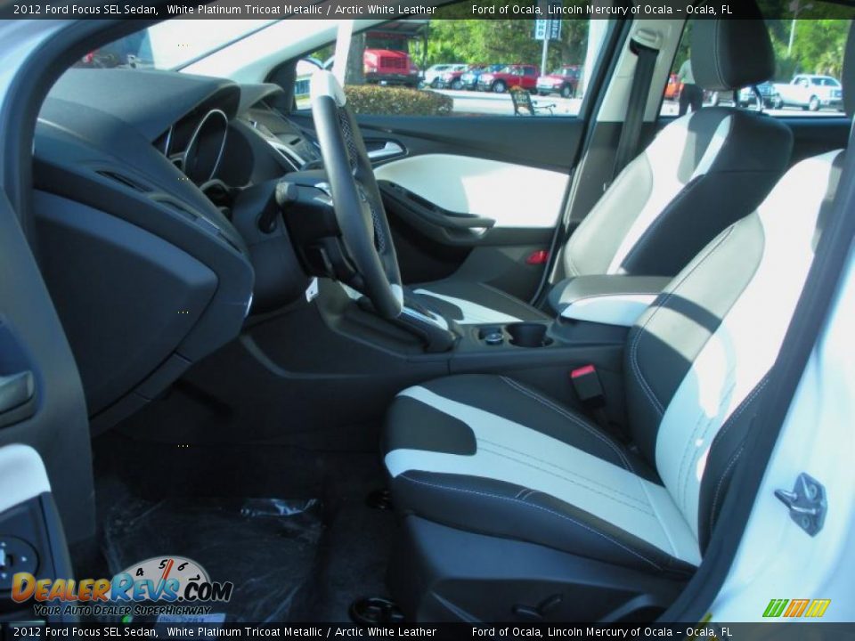 Arctic White Leather Interior - 2012 Ford Focus SEL Sedan Photo #5