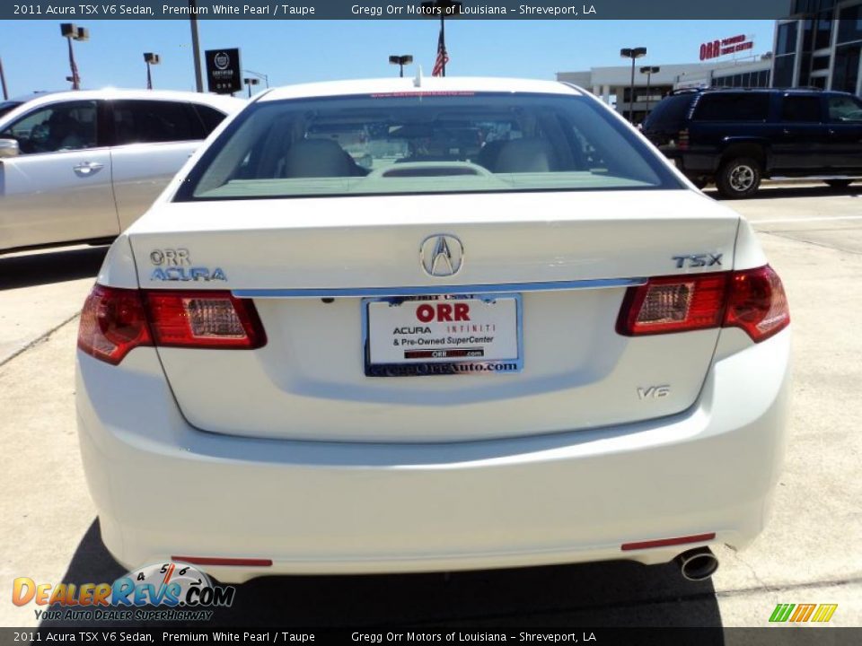 2011 Acura TSX V6 Sedan Premium White Pearl / Taupe Photo #6