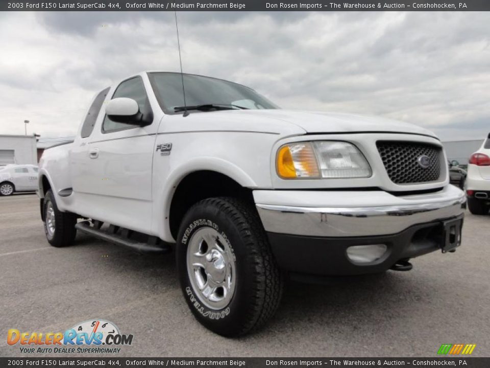 2003 Ford F150 Lariat SuperCab 4x4 Oxford White / Medium Parchment Beige Photo #5