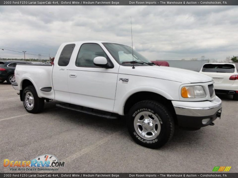 2003 Ford F150 Lariat SuperCab 4x4 Oxford White / Medium Parchment Beige Photo #6