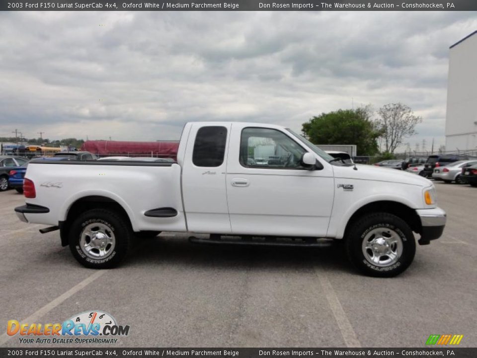 2003 Ford F150 Lariat SuperCab 4x4 Oxford White / Medium Parchment Beige Photo #7