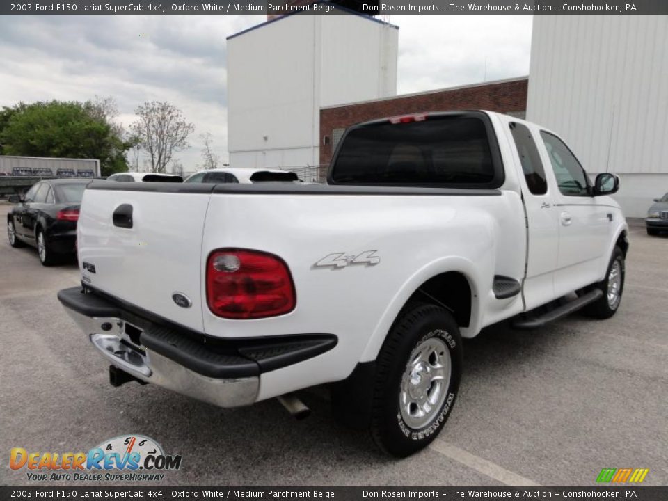 2003 Ford F150 Lariat SuperCab 4x4 Oxford White / Medium Parchment Beige Photo #8