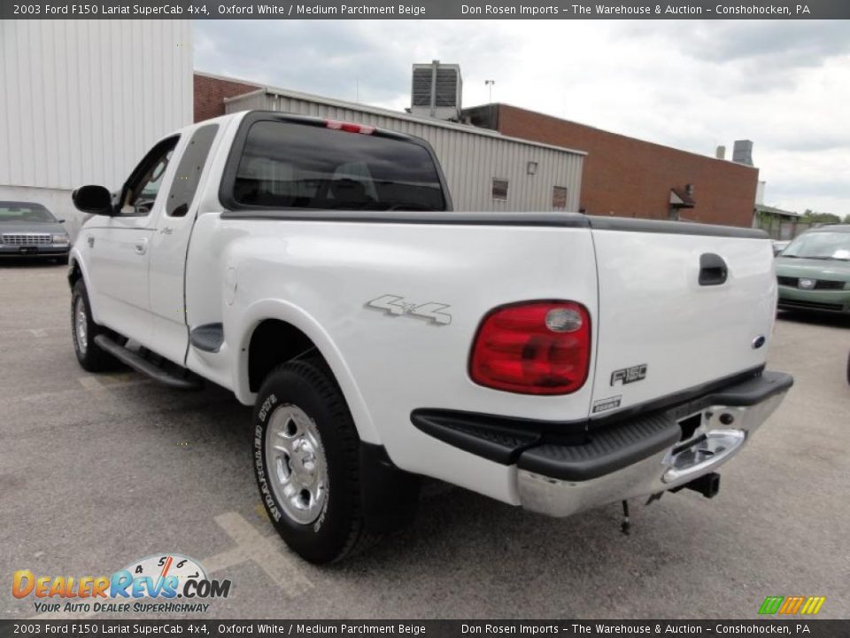 2003 Ford F150 Lariat SuperCab 4x4 Oxford White / Medium Parchment Beige Photo #10