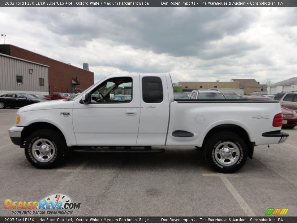 2003 Ford F150 Lariat SuperCab 4x4 Oxford White / Medium Parchment Beige Photo #11