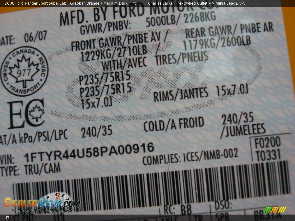 Ford Color Code U3 Grabber Orange