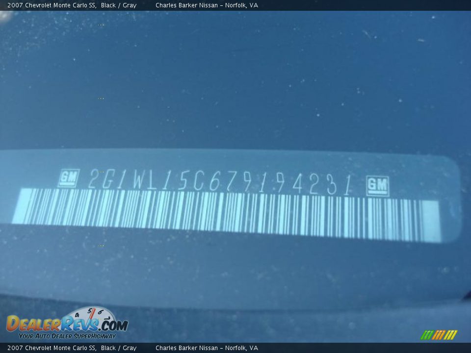 2007 Chevrolet Monte Carlo SS Black / Gray Photo #20