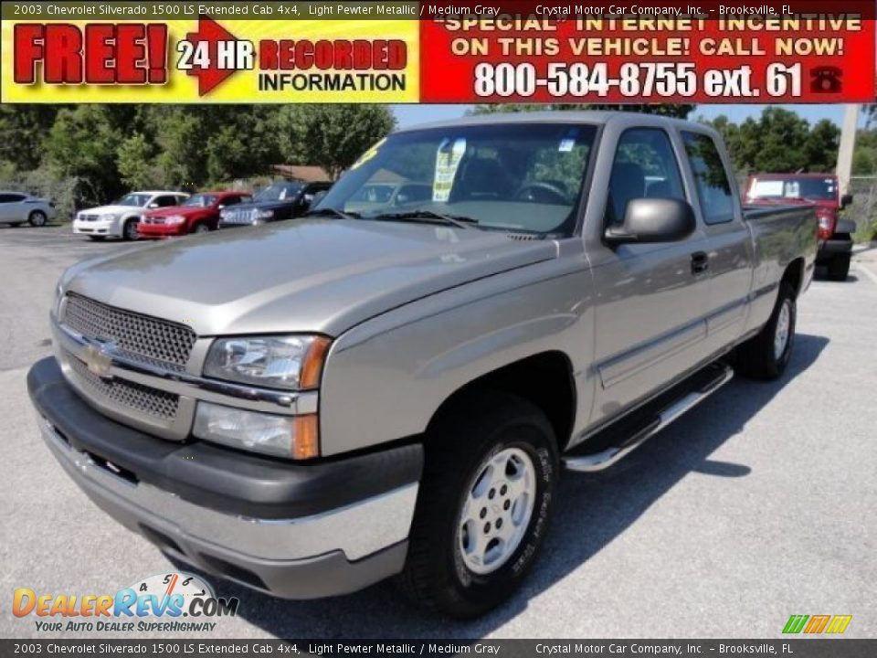 2003 Chevrolet Silverado 1500 LS Extended Cab 4x4 Light Pewter Metallic / Medium Gray Photo #1