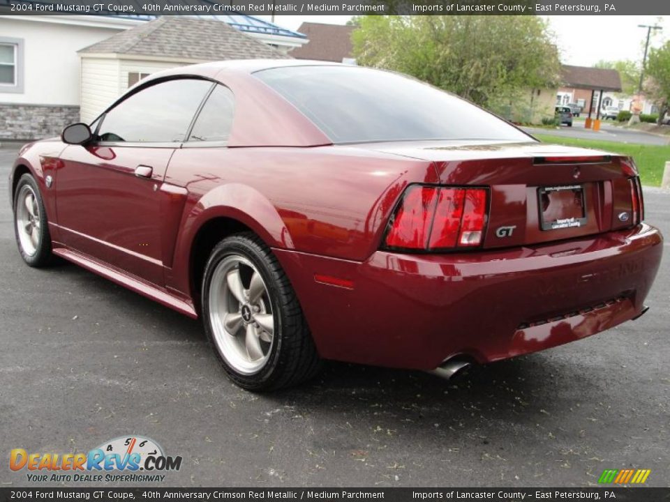 2004 Ford Mustang GT Coupe 40th Anniversary Crimson Red Metallic / Medium Parchment Photo #7