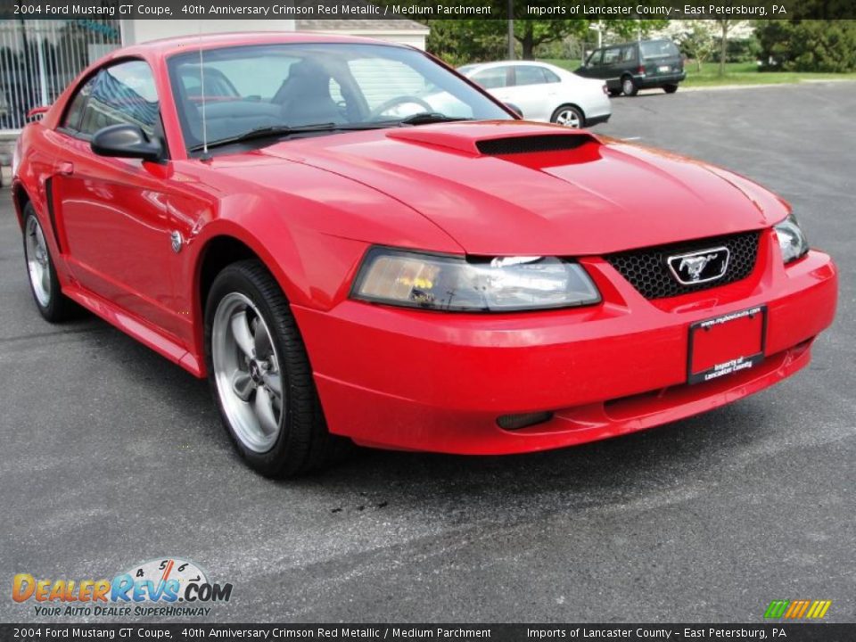 2004 Ford Mustang GT Coupe 40th Anniversary Crimson Red Metallic / Medium Parchment Photo #13