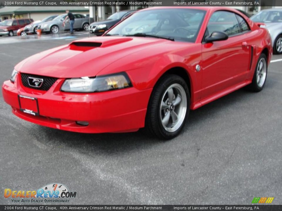 2004 Ford Mustang GT Coupe 40th Anniversary Crimson Red Metallic / Medium Parchment Photo #14