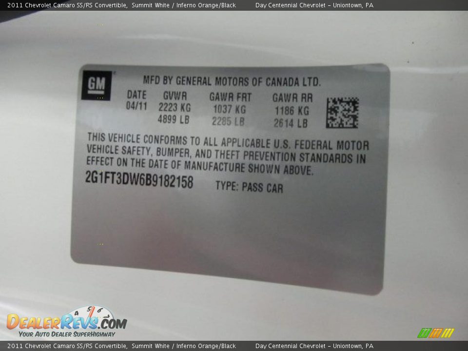 2011 Chevrolet Camaro SS/RS Convertible Summit White / Inferno Orange/Black Photo #19