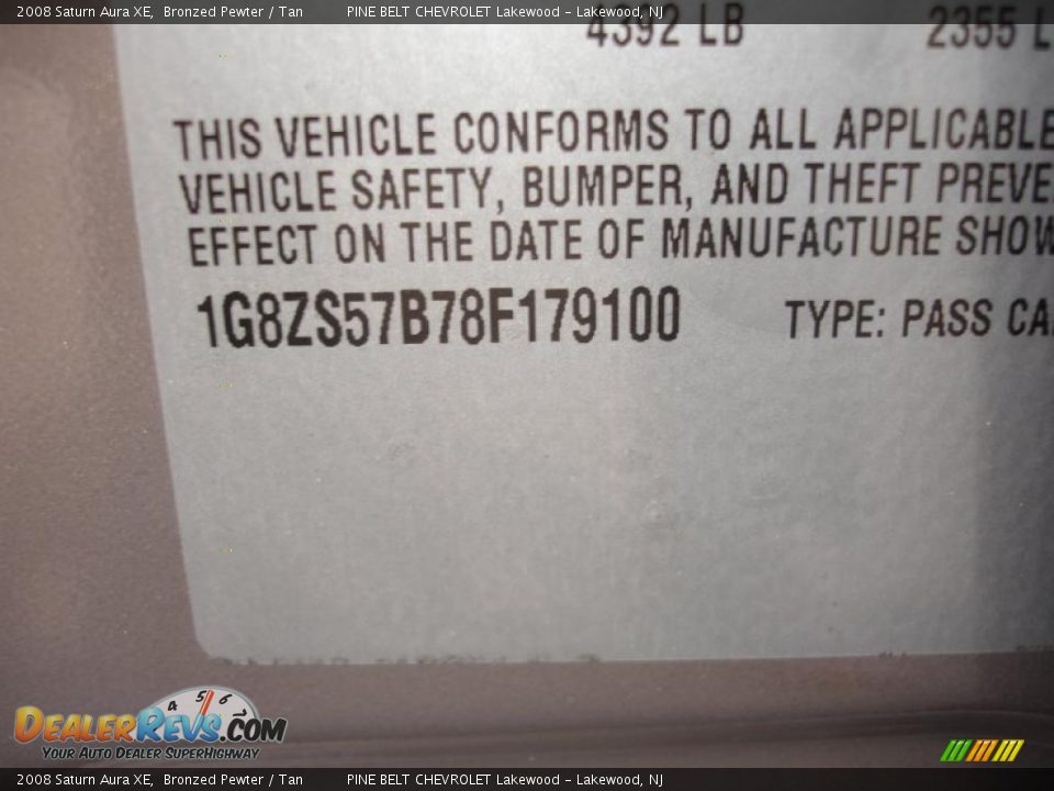 2008 Saturn Aura XE Bronzed Pewter / Tan Photo #15