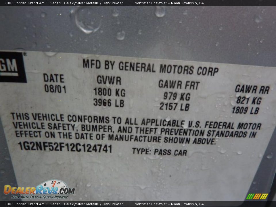 2002 Pontiac Grand Am SE Sedan Galaxy Silver Metallic / Dark Pewter Photo #17