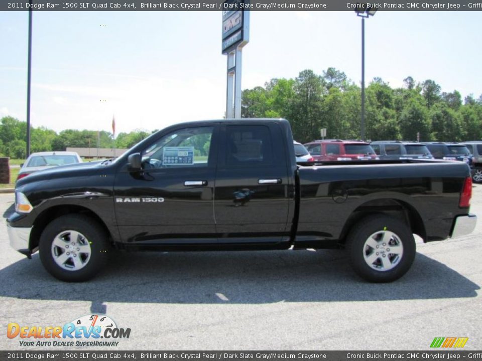 2011 Dodge Ram 1500 SLT Quad Cab 4x4 Brilliant Black Crystal Pearl / Dark Slate Gray/Medium Graystone Photo #4
