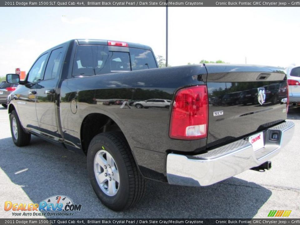 2011 Dodge Ram 1500 SLT Quad Cab 4x4 Brilliant Black Crystal Pearl / Dark Slate Gray/Medium Graystone Photo #5