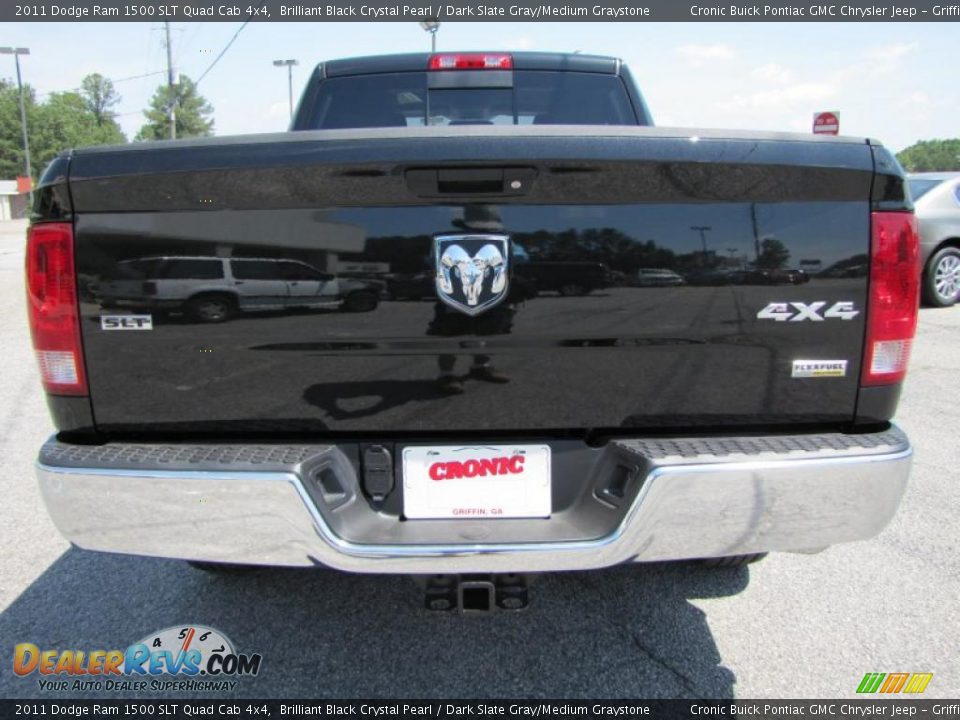 2011 Dodge Ram 1500 SLT Quad Cab 4x4 Brilliant Black Crystal Pearl / Dark Slate Gray/Medium Graystone Photo #6