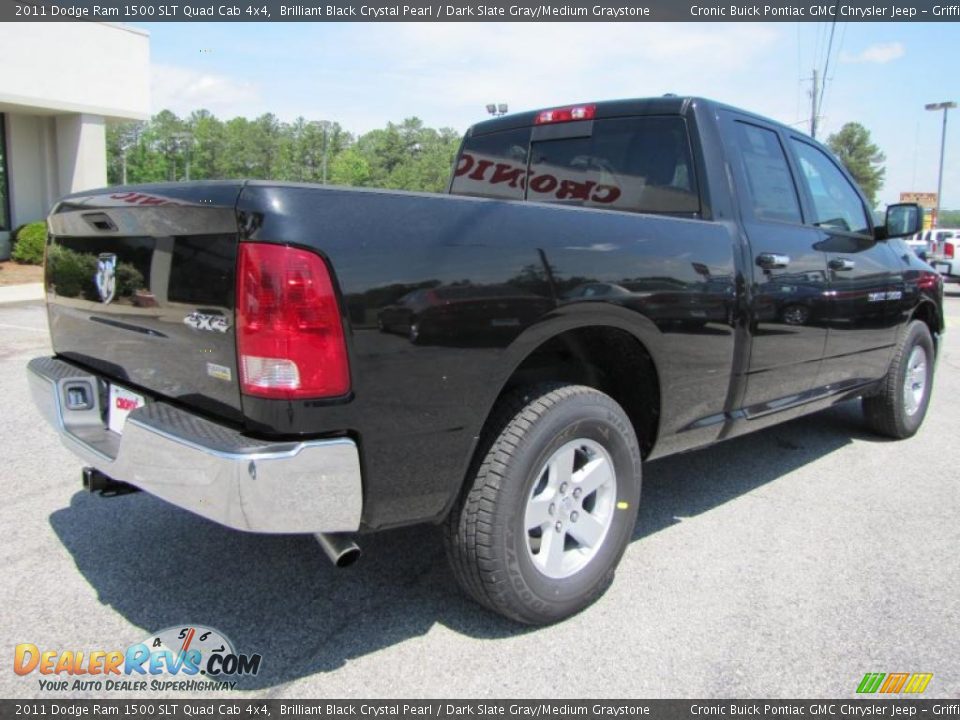 2011 Dodge Ram 1500 SLT Quad Cab 4x4 Brilliant Black Crystal Pearl / Dark Slate Gray/Medium Graystone Photo #7