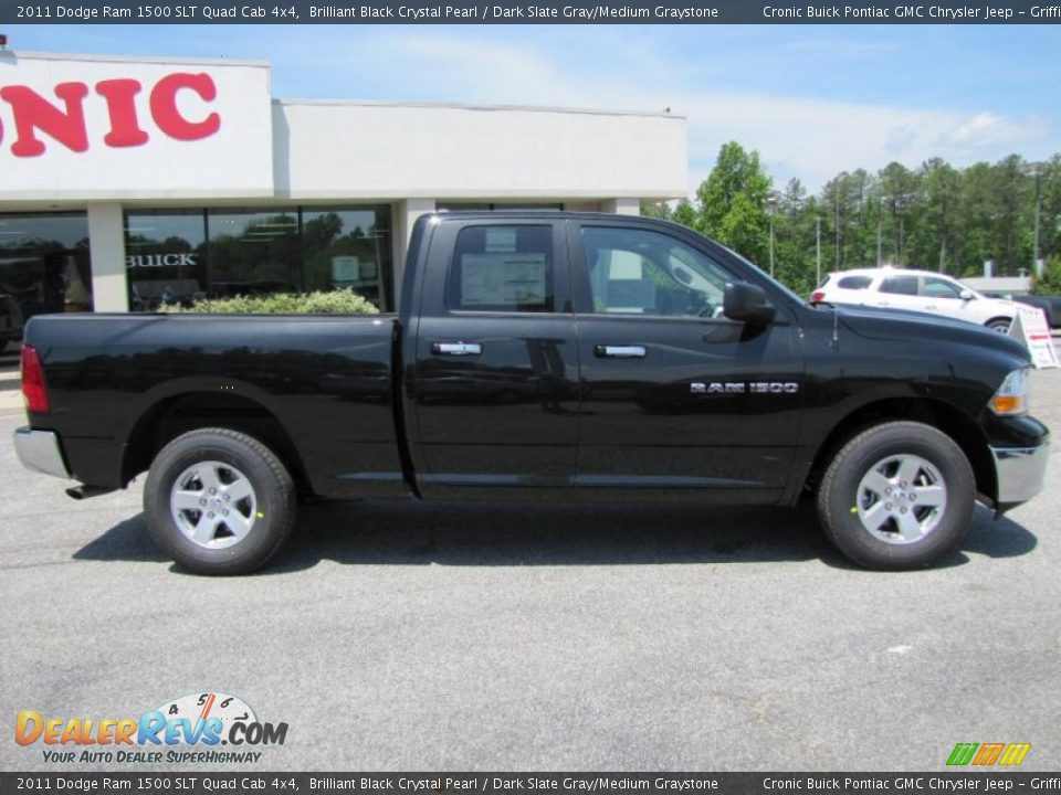 2011 Dodge Ram 1500 SLT Quad Cab 4x4 Brilliant Black Crystal Pearl / Dark Slate Gray/Medium Graystone Photo #8
