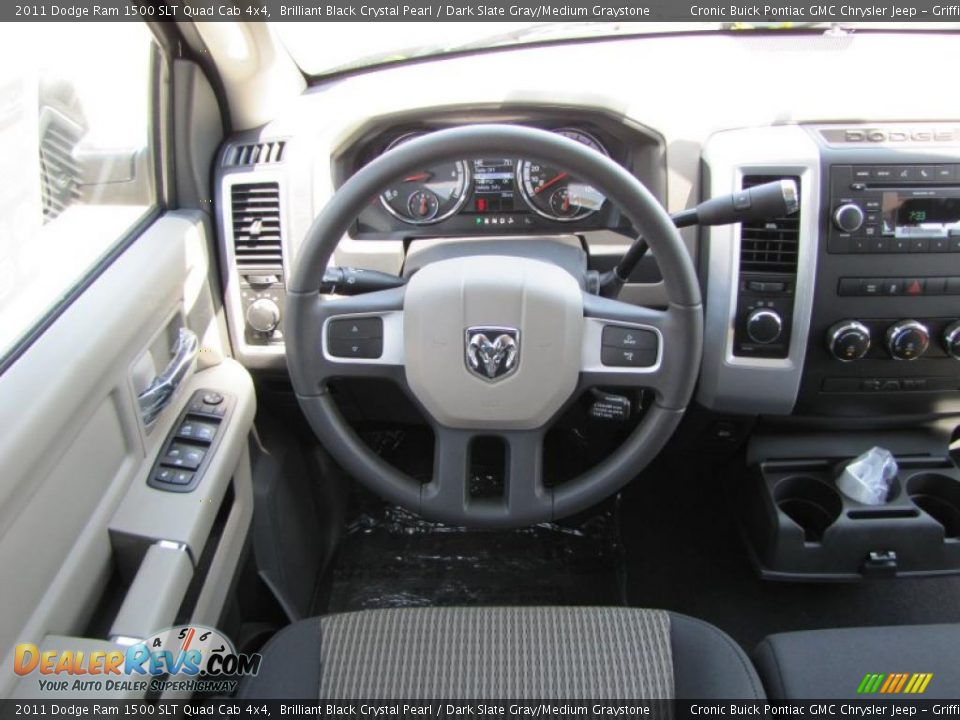 2011 Dodge Ram 1500 SLT Quad Cab 4x4 Brilliant Black Crystal Pearl / Dark Slate Gray/Medium Graystone Photo #15