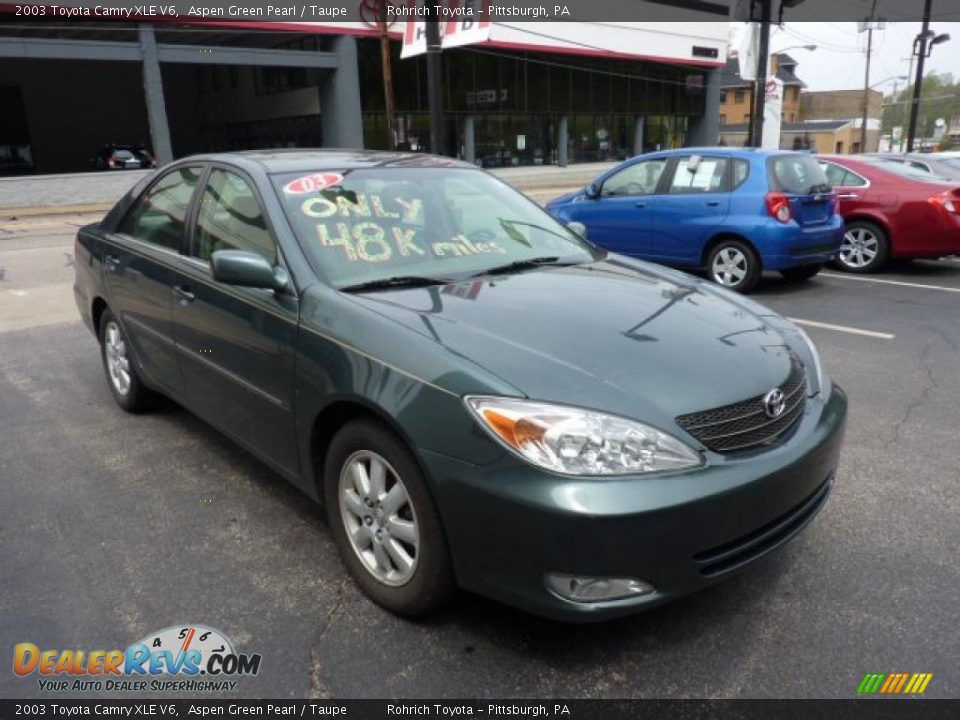 2003 Toyota Camry XLE V6 Aspen Green Pearl / Taupe Photo #6