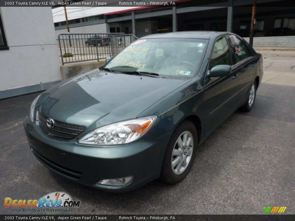 2003 Toyota Camry XLE V6 Aspen Green Pearl / Taupe Photo #11