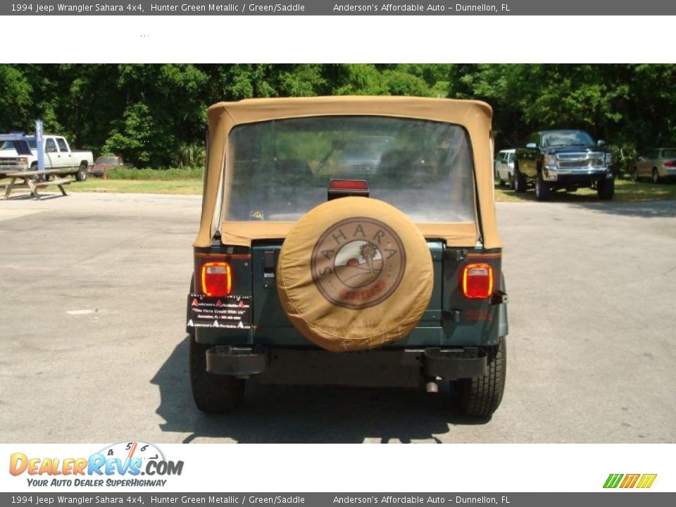 1994 Jeep Wrangler Sahara 4x4 Hunter Green Metallic / Green/Saddle Photo #4