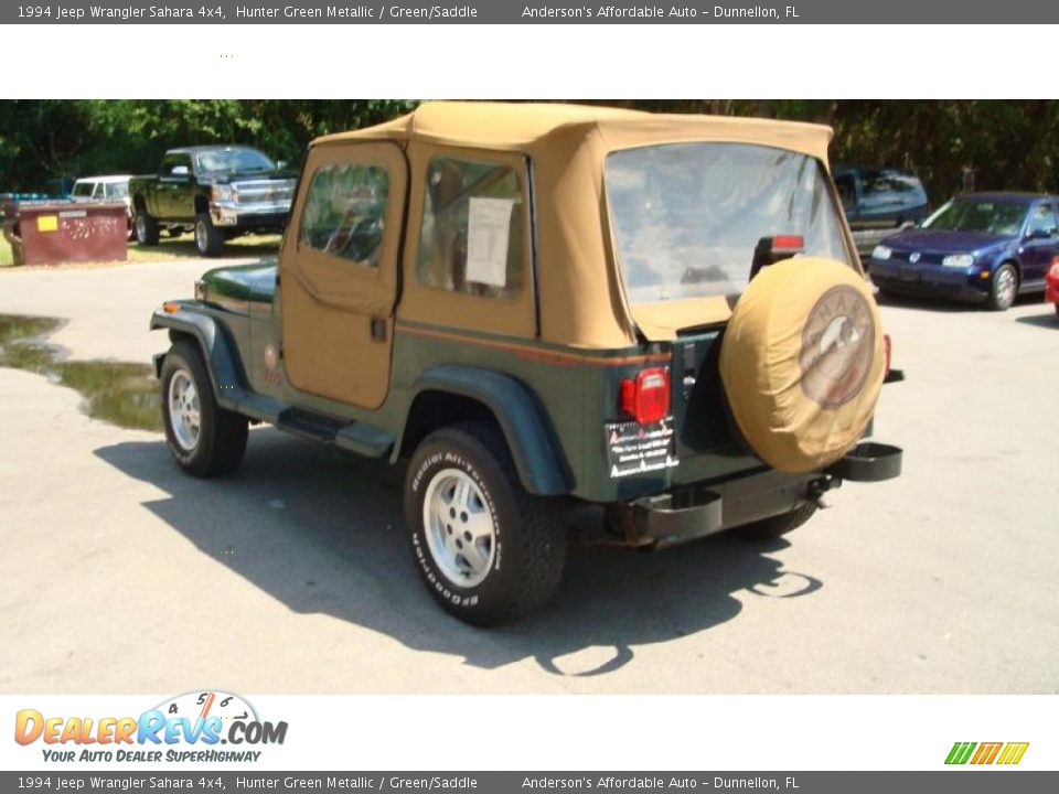1994 Jeep Wrangler Sahara 4x4 Hunter Green Metallic / Green/Saddle Photo #5