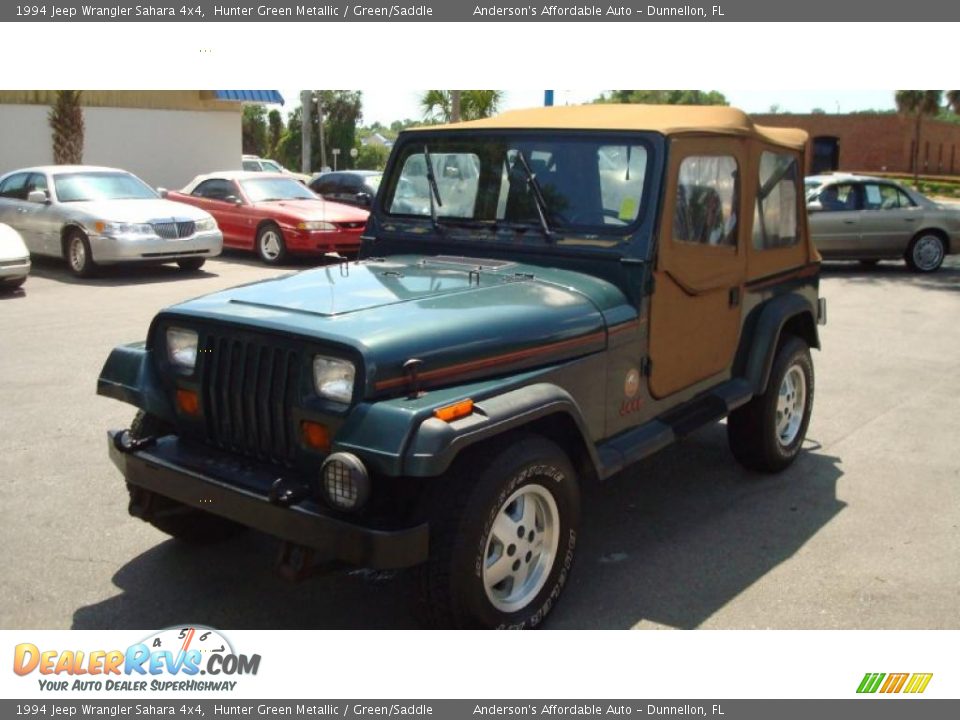 1994 Jeep Wrangler Sahara 4x4 Hunter Green Metallic / Green/Saddle Photo #7
