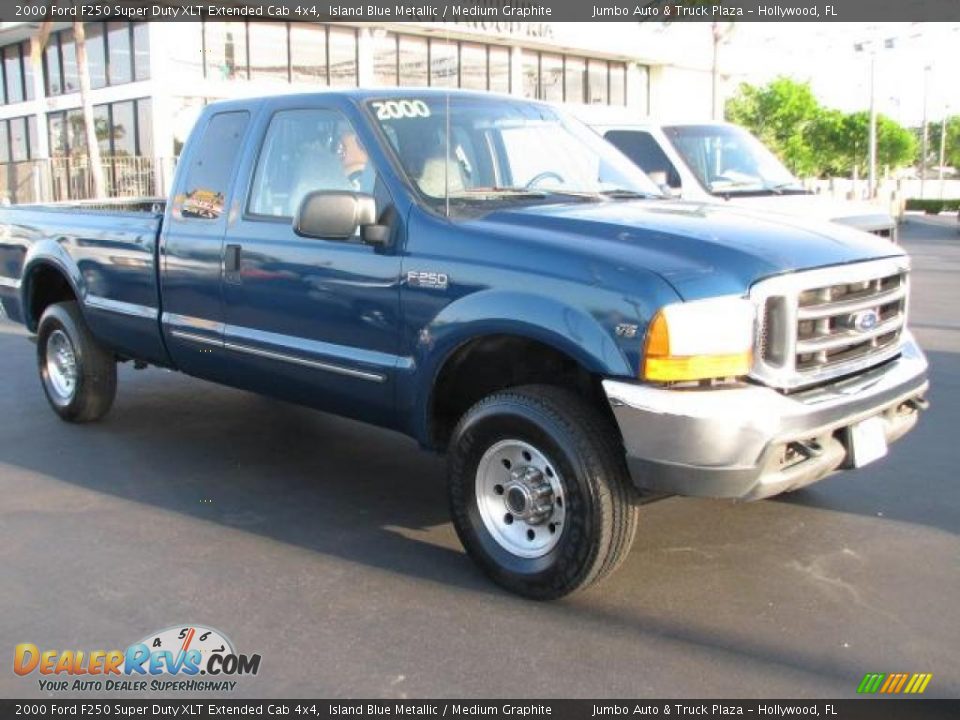 2000 Ford F250 Super Duty XLT Extended Cab 4x4 Island Blue Metallic / Medium Graphite Photo #1