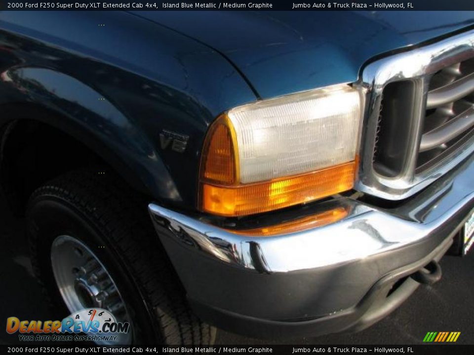 2000 Ford F250 Super Duty XLT Extended Cab 4x4 Island Blue Metallic / Medium Graphite Photo #2